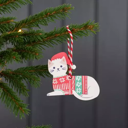 White Cat Christmas Decoration