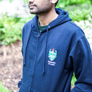 Zip Hoodie with Embroidered Crest