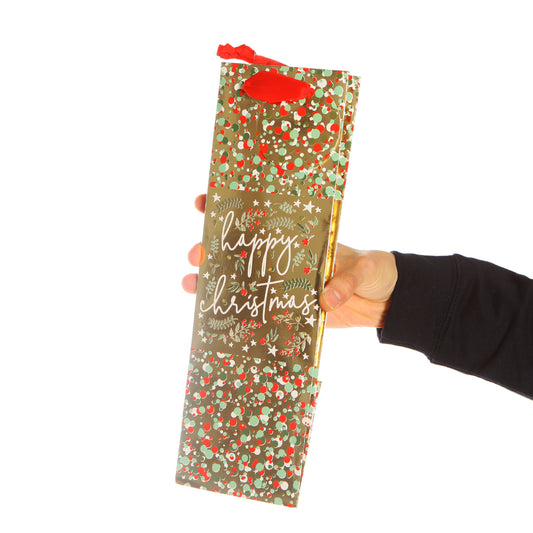 Happy Christmas Holly Bottle Bag DNO